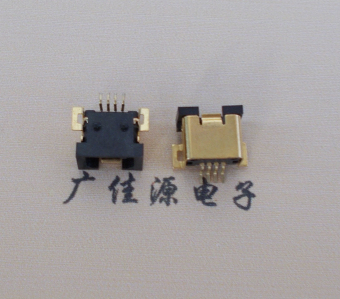 广州MINI USB贴片式 双防呆迷你 有柱4p母座外壳镀金