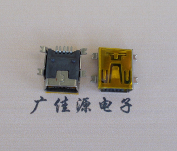 广州MINI USB 5P 接口 母座 全贴带麦拉 高9.6带0.9柱子