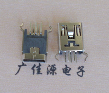广州MINI USB5p母座|B型口180度|直插弯脚