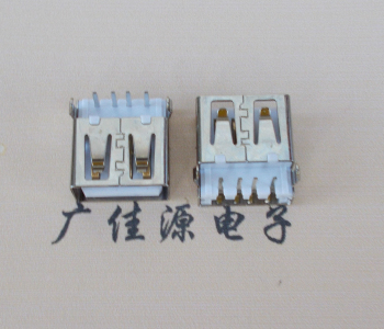广州USB母座接口 AF90度沉板1.9引脚4P插件白胶芯直边