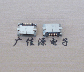 广州Micro USB平口全贴板 鱼叉脚5.0长带定位柱加焊盘