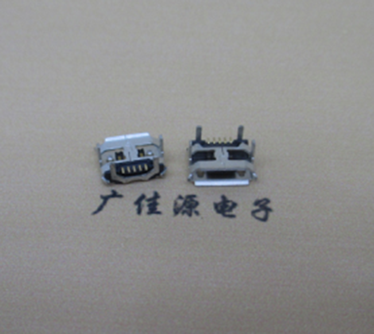 广州Micro usb5p母座 B型口 加长2.0mm牛角 焊接图解