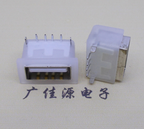 广州卧式后两脚DIP插板USB AF 2.0防水母座,反向插A公头连接器