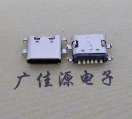 广州简易充电type c6P母座沉板1.6mm接口