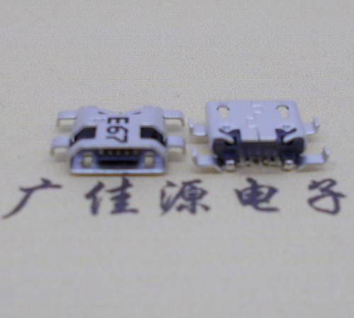 广州Micro usb 反向沉板1.2mm接口四脚插直边无导位