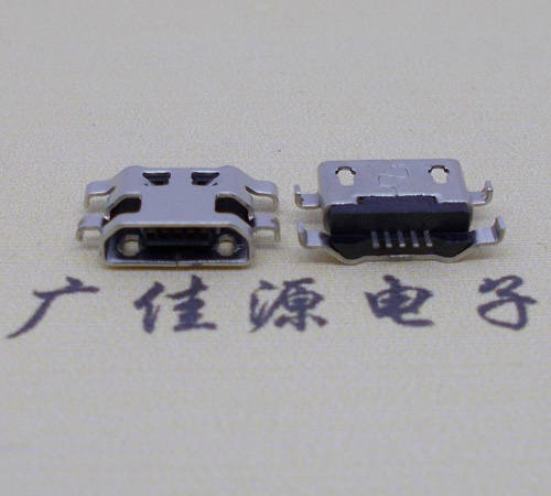 广州micro usb5p连接器 反向沉板1.6mm四脚插平口