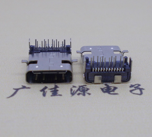广州板上型type-c24p母座前插后贴，卧式type-c连接器