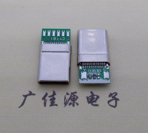 广州type c3.0拉伸公头带PCB板8个焊点24p带地线脚