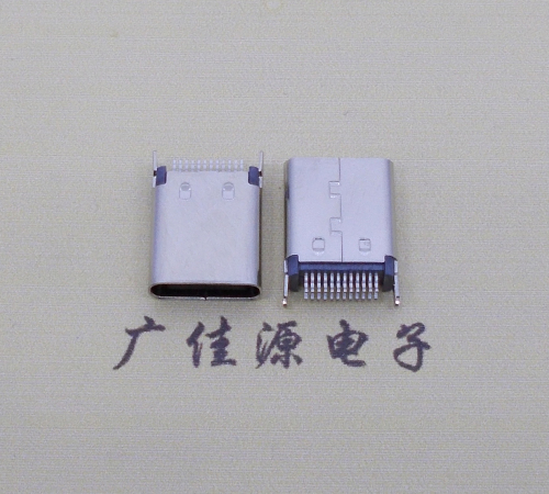 广州立式usb type c24p夹板母座连接器 夹板距离0.8mm高度10.5mm插脚为鱼叉脚 