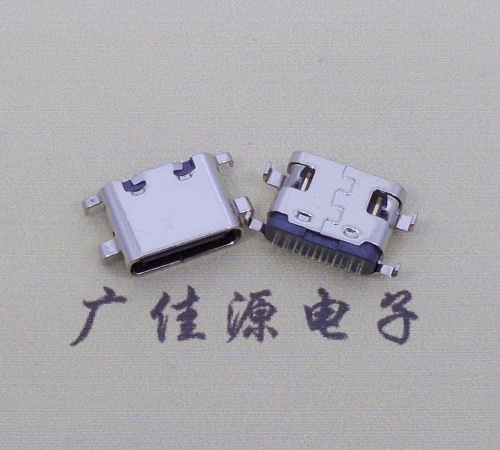 广州type c16p沉板母座破板0.8mm/1.0mm/1.2mm/1.6mm四脚插板端子SMT总体长度L=6.5mm