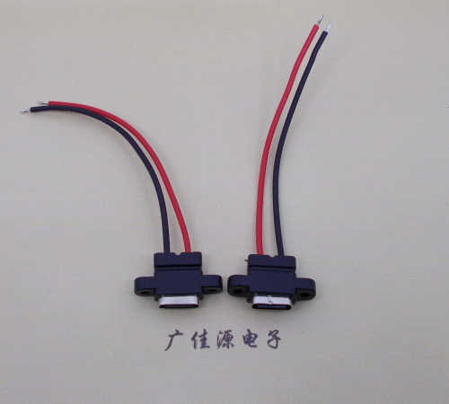 广州简易type c2p防水母座带螺丝孔焊线式带线